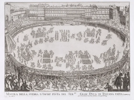 Reprint of Le Défilé Entrée des Chars de l'Afrique et de l'Aise (The Entrance Parade of the Chariots of Africa and Asia), from La Guerre d'Amour (Guerra d'Amore) (War of Love)