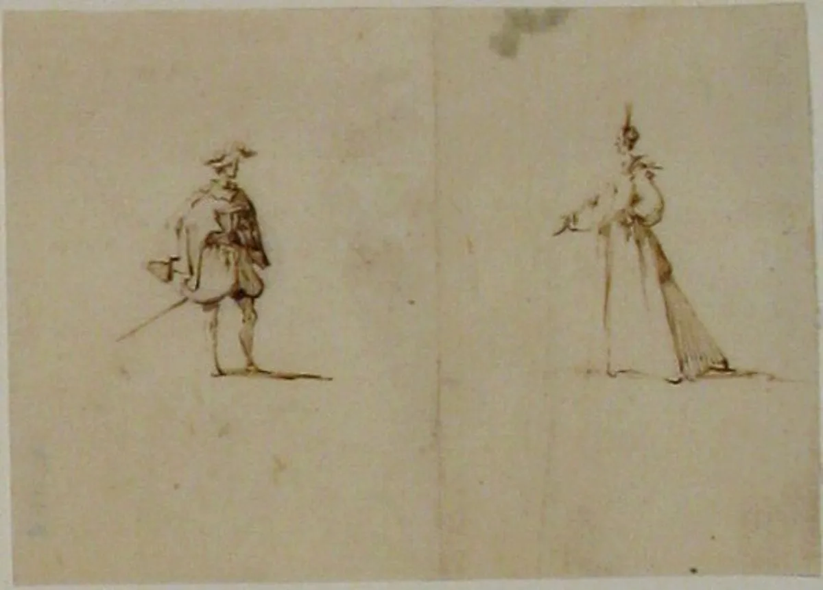 Lady and a genteman facing each other — Jacques Callot
