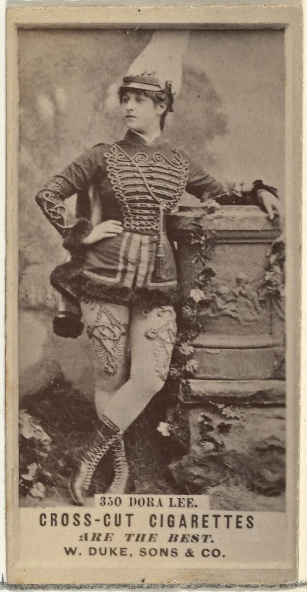 Card Number 350, Dora Lee, from the Actors and Actresses series (N145-3) issued by Duke Sons & Co. to promote Cross Cut Cigarettes — W. Duke, Sons & Co.