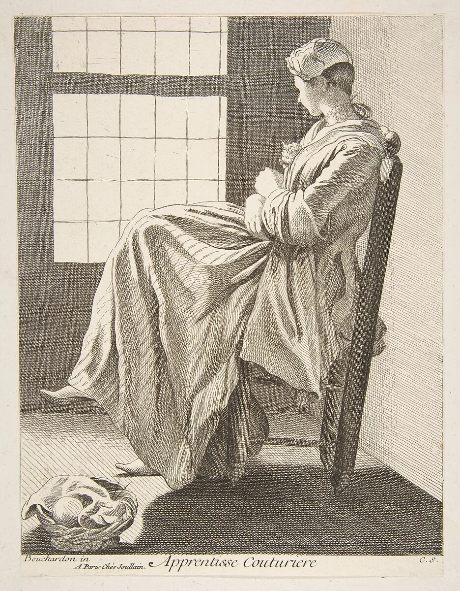 Sewing Apprentice — Anne Claude Philippe de Tubières, comte de Caylus|Edme Bouchardon|François Joullain