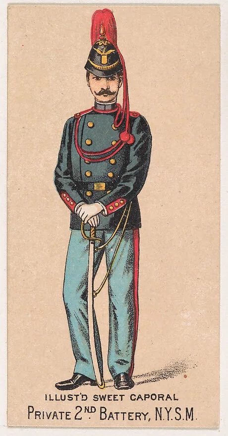 Private, 2nd Battery, New York State Militia, from the Military Series (N224) issued by Kinney Tobacco Company to promote Sweet Caporal Cigarettes — Kinney Brothers Tobacco Company