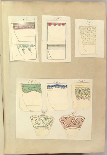 Eight Designs for Decorated Cups and Two Designs for Plate Rims