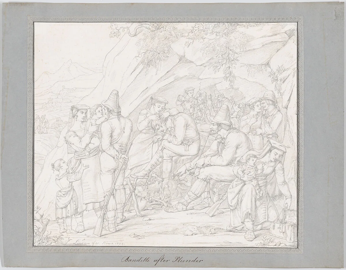 A Group of Roman Bandits with Their Families and Companions after a Robbery — Dietrich Wilhelm Lindau