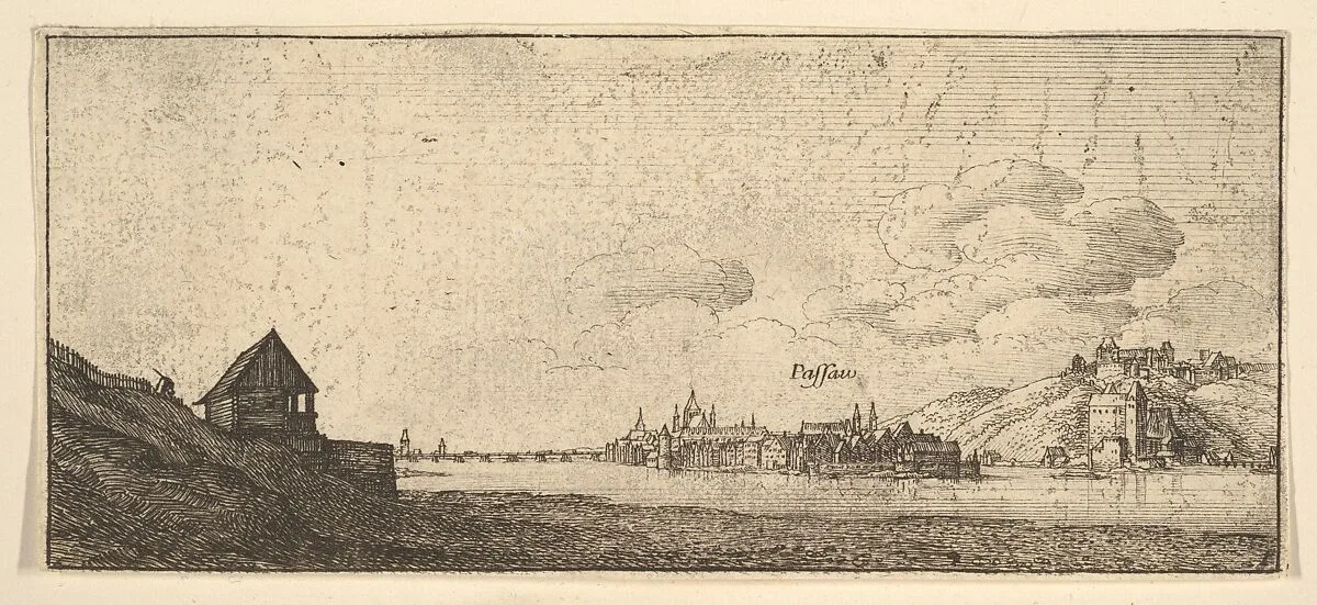 Passau, from "German Views" — Wenceslaus Hollar