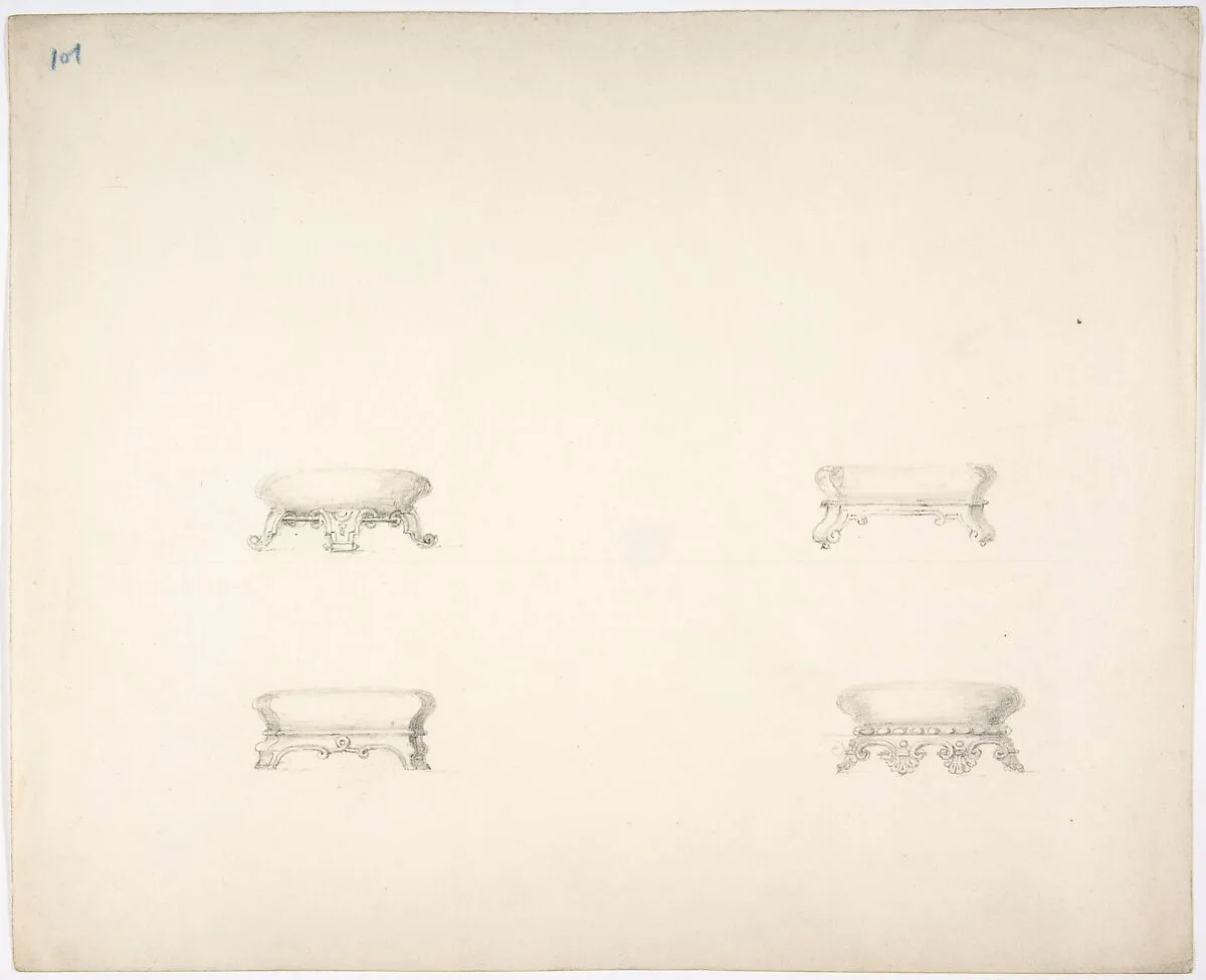 Design for Four Footstools — Anonymous, British, 19th century