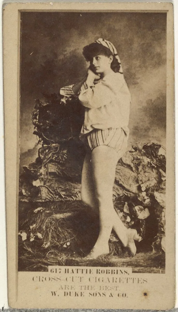 Card Number 617, Hattie Robins, from the Actors and Actresses series (N145-3) issued by Duke Sons & Co. to promote Cross Cut Cigarettes — W. Duke, Sons & Co.