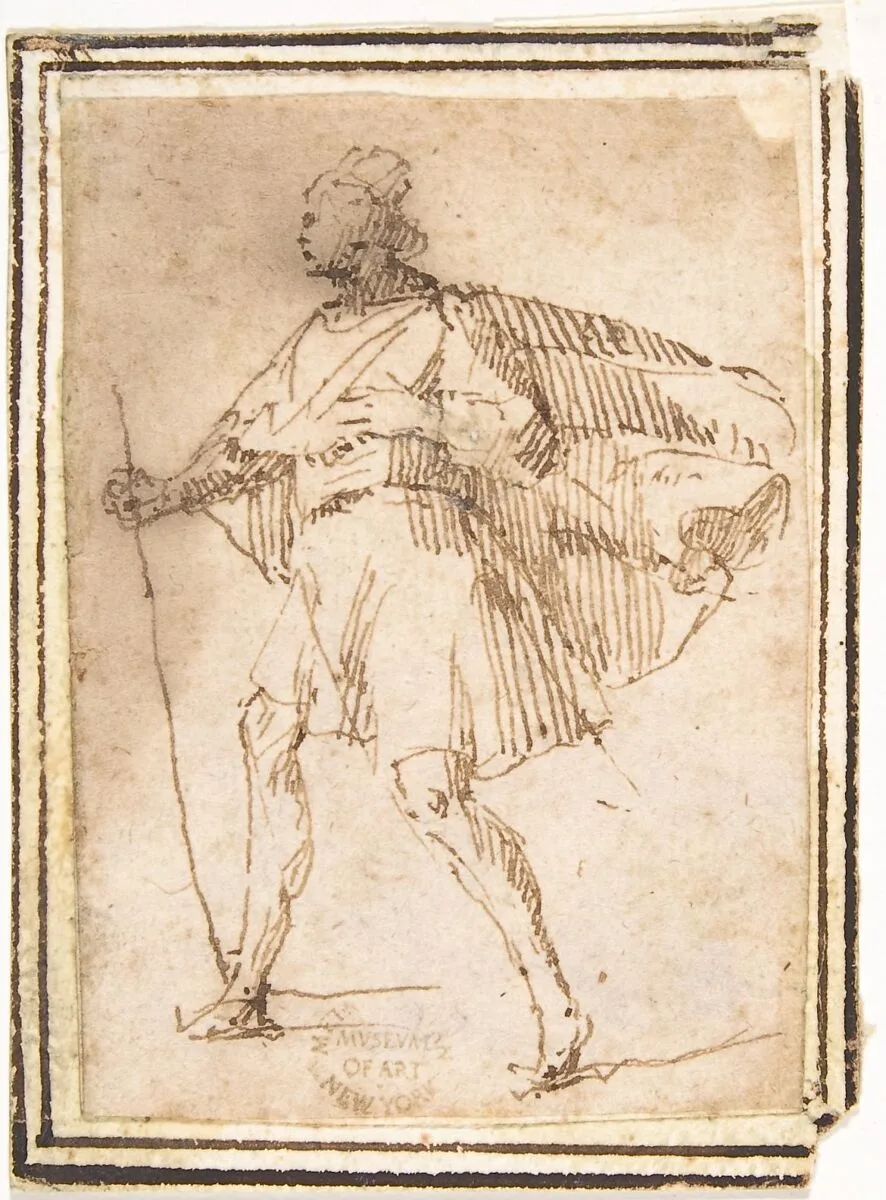 Standing Male Figure with Cloak and Staff — Francesco Allegrini
