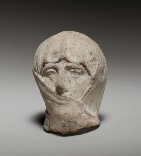 Terracotta head of a veiled woman
