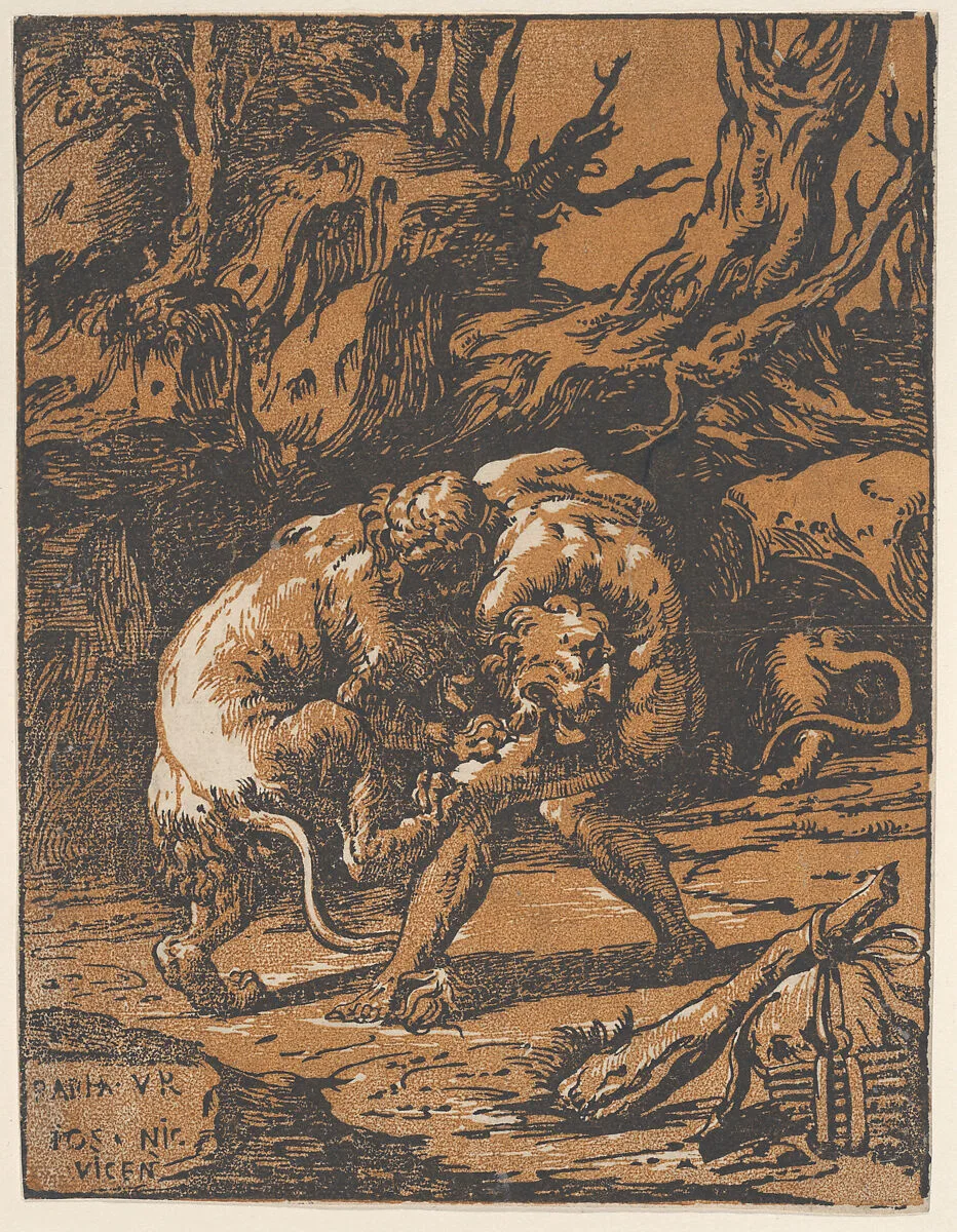 Hercules and the Nemean Lion — Niccolò Vicentino|Raphael (Raffaello Sanzio or Santi)