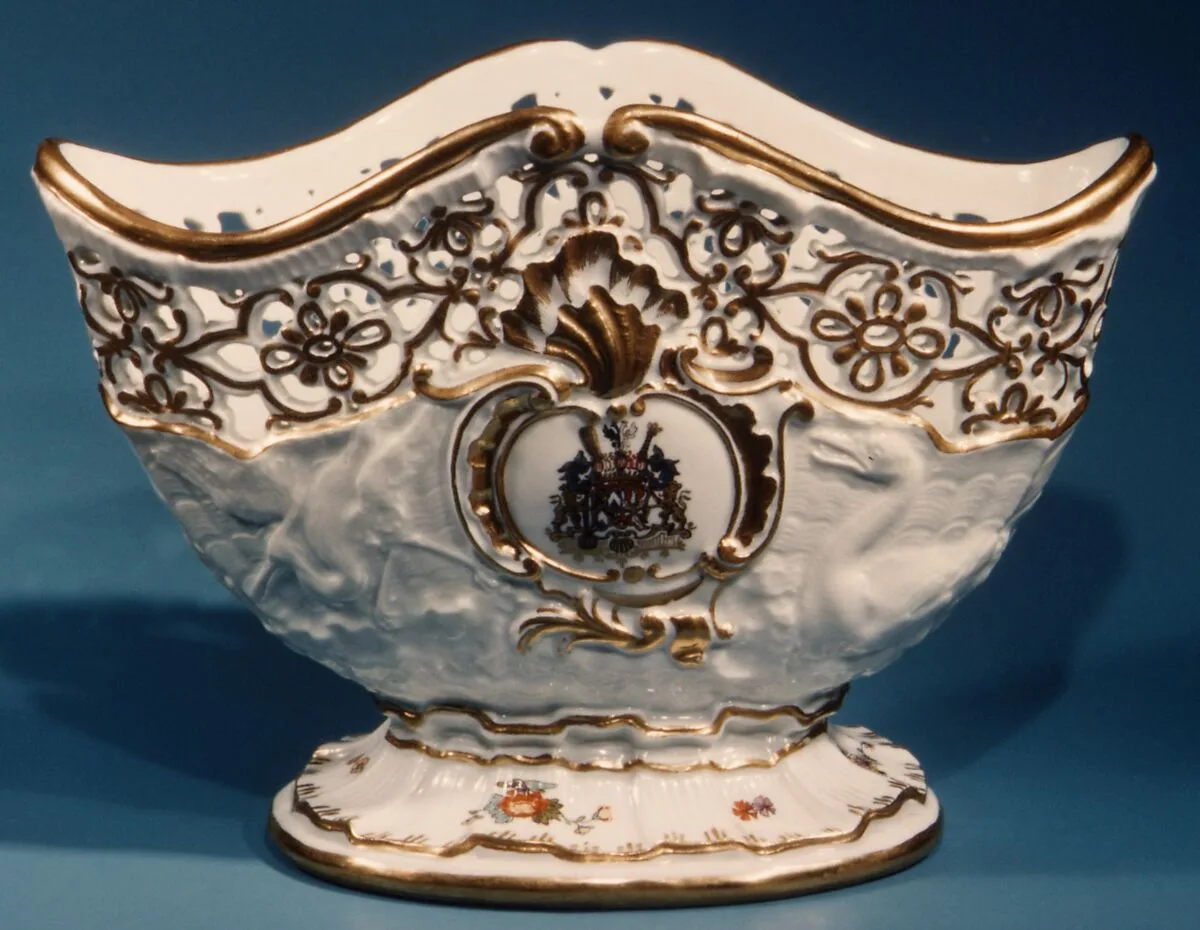 Wine bottle stand (one of a pair) (part of a service) — Meissen Manufactory|Wenceslaus Hollar|Francis Barlow