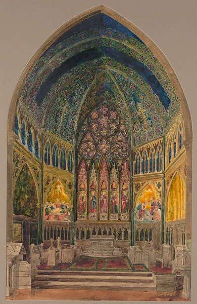 Design for chancel of Christ Church, Bedford Avenue, Brooklyn, New York — Tiffany Glass and Decorating Company|Jacob Holzer