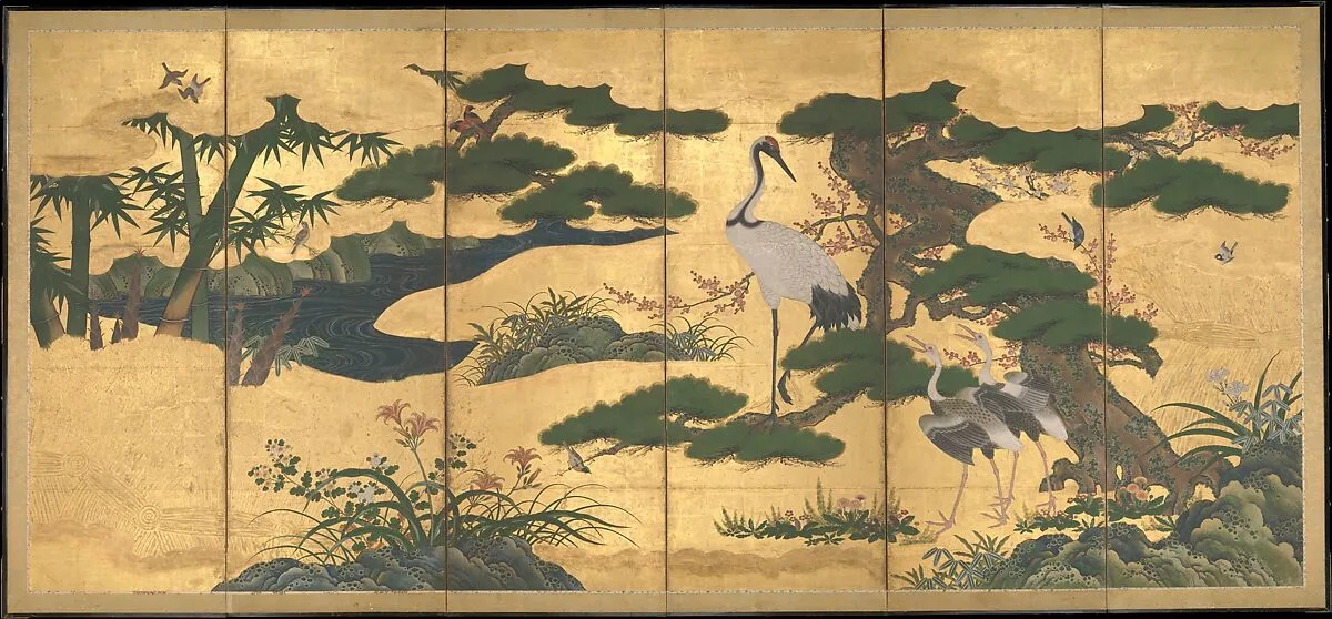 四季花鳥図屏風|Birds and Flowers of the Four Seasons — Unknown