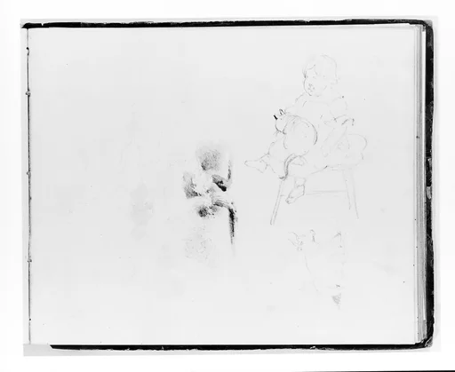Three Studies: Tree; Girl with a Cat; Cow (from Sketchbook)