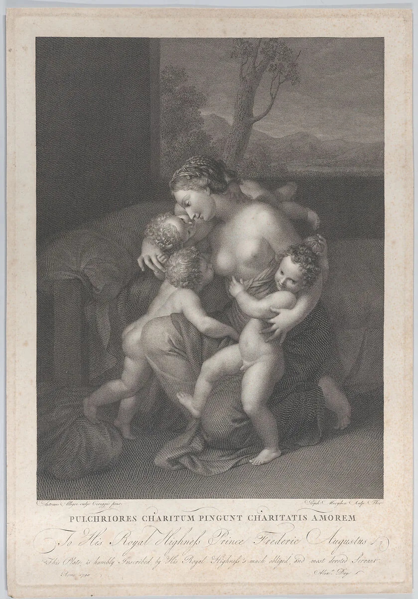 Charity with three small children — Alexander Day|Correggio (Antonio Allegri)|Raphael Morghen