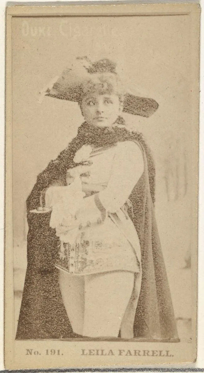 Card Number 191, Leila Farrell, from the Actors and Actresses series (N145-6) issued by Duke Sons & Co. to promote Duke Cigarettes — W. Duke, Sons & Co.