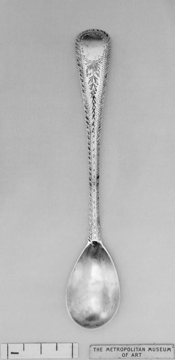 Mustard spoon — W. E., London