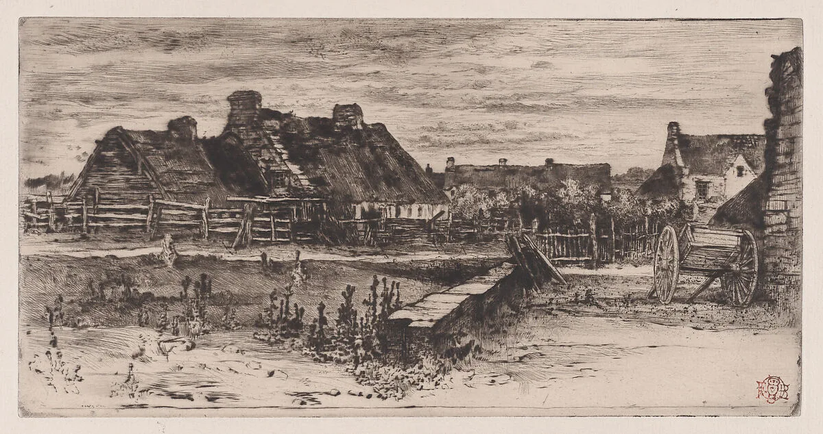 Large Thatched Cottages (Les Grandes Chaumières) — Félix-Hilaire Buhot