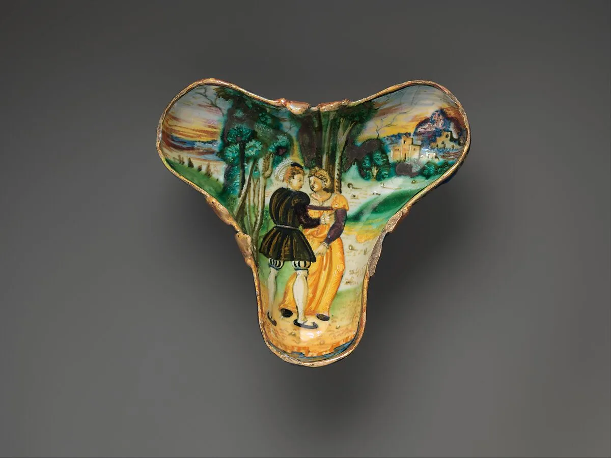 Trilobed vessel with Two Lovers in a Landscape — Unknown