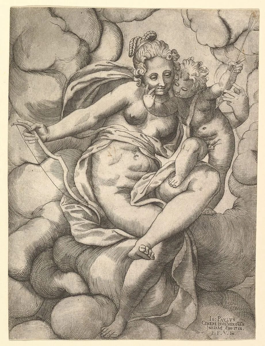 Venus and Cupid in the Clouds — Giovanni Paolo Cimerlino|Paolo Farinati