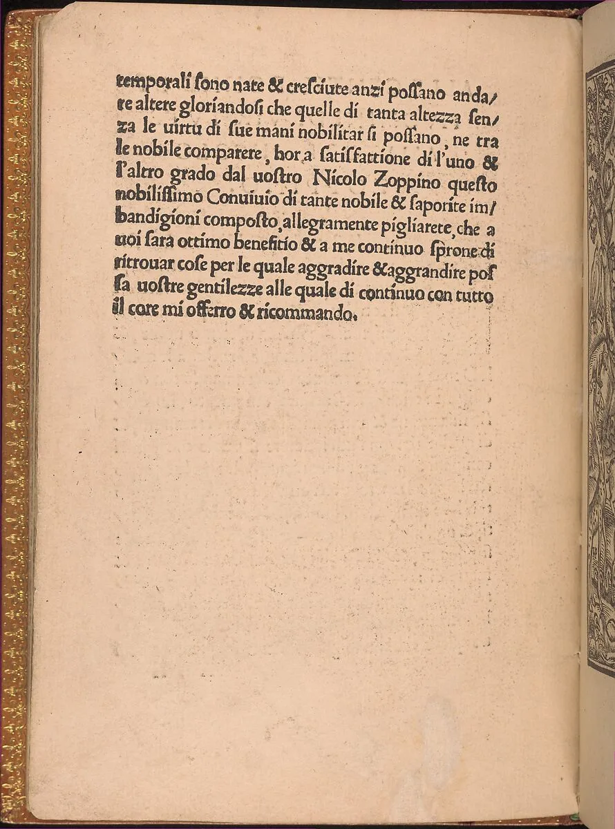Convivio delle Belle Donne, page 2 (verso) — Nicolò Zoppino|Matteo da Treviso