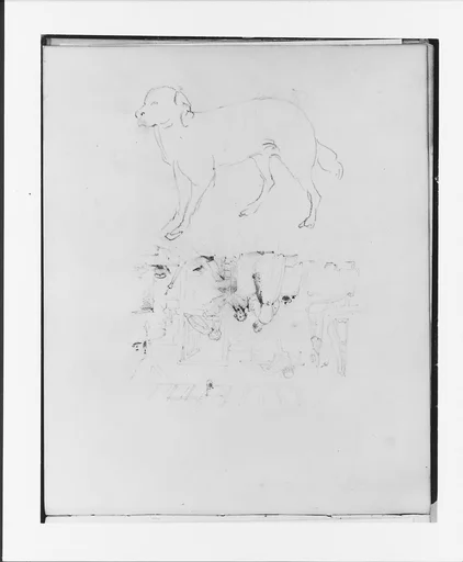 Interior Scene and Study of a Dog (from Sketchbook)
