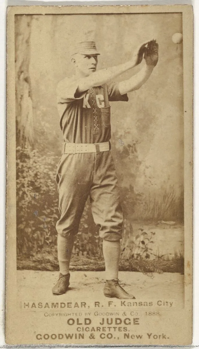 William Louis Hassamaer, Right Field, Kansas City Cowboys, from the Old Judge series (N172) for Old Judge Cigarettes — Goodwin & Company