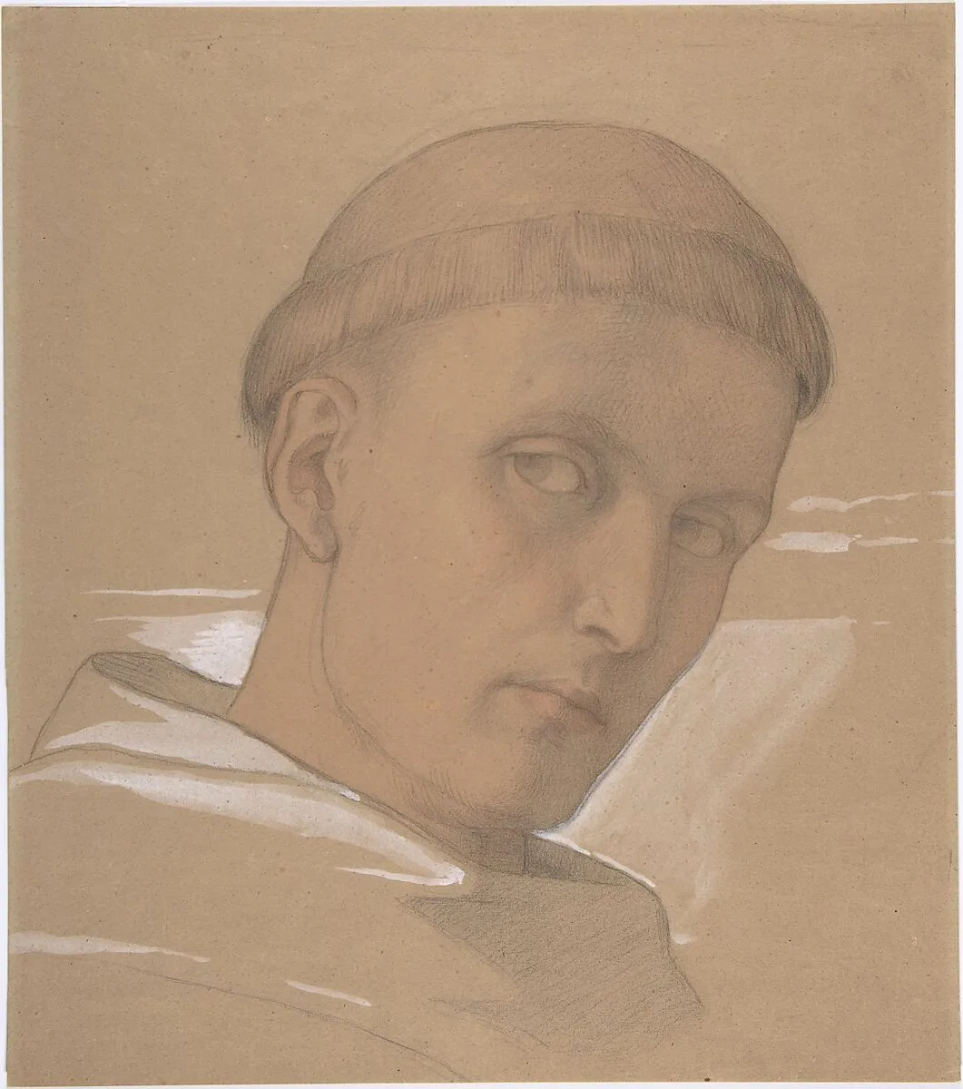 Study of the Head of St. Augustine, for the painting of the Madonna and Child with Saint Augustine and Bonifacius (1846) — Eduard Jakob von Steinle