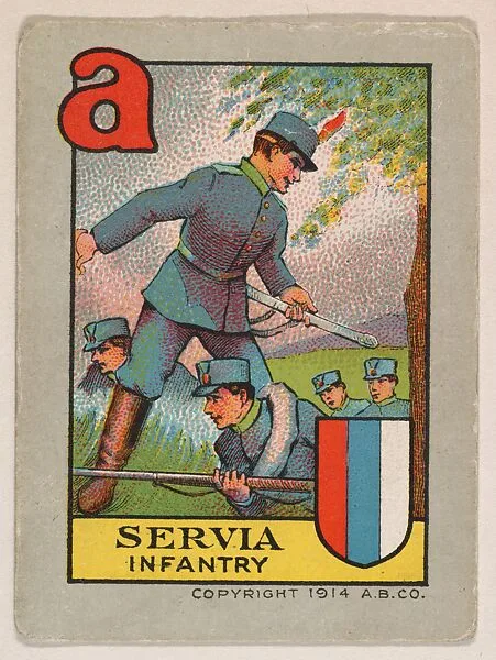Servia, Infantry, bakery insert from the European War Flip Cards series (D28), issued by the Welle-Boettler Bakery Company — Welle-Boettler Bakery Company