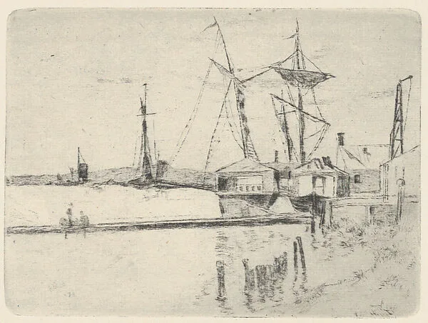 Shore with Barges, from the portfolio of the Swedish Fine Art Print Society (Föreningen för Grafisk Konst) — Axel Fridell|Föreningen för Grafisk Konst
