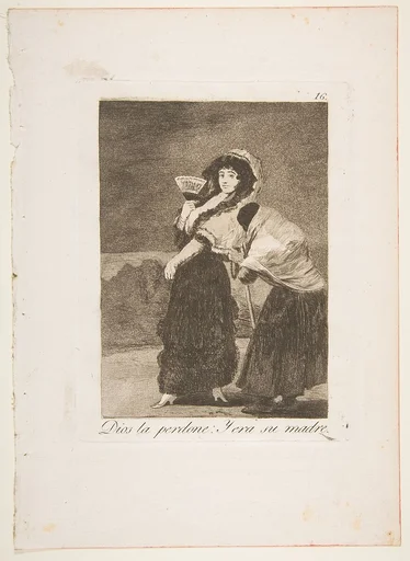 Plate 16 from "Los Caprichos": For heaven's sake: and it was her mother (Dios la Perdone: Y era su madre)