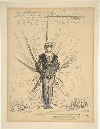 A Costumed Actor in Front of a Curtain