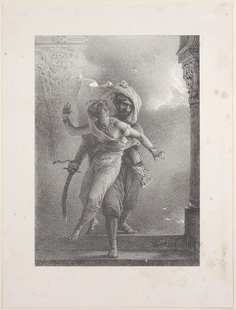 Conrad Saving Gulnare from the Fire — Horace Vernet