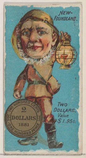 Newfoundland, Two Dollars, from the series Coins of All Nations (N72, variation 2) for Duke brand cigarettes