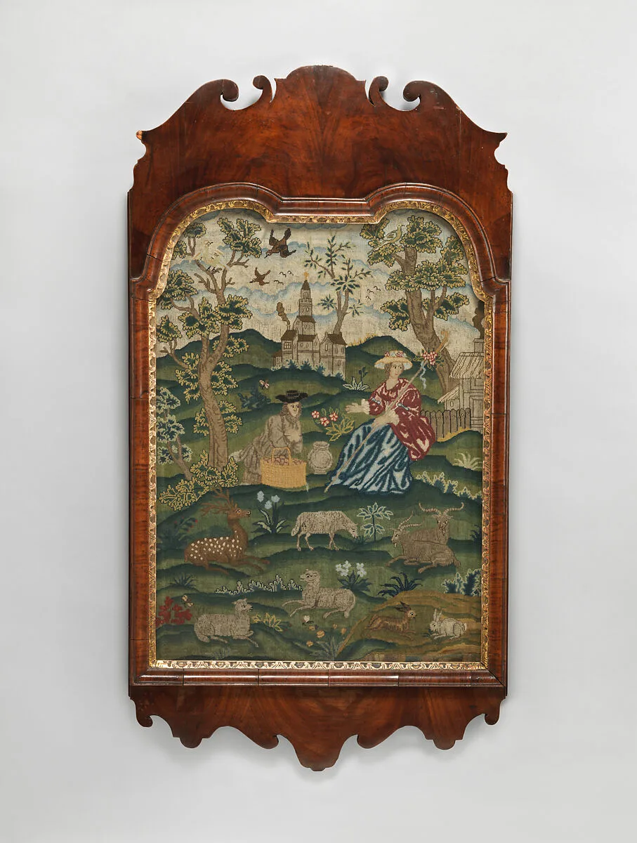 Embroidered picture of pastoral scene — Unknown