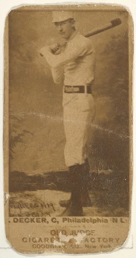 Decker, Catcher, Philadelphia, from the Old Judge series (N172) for Old Judge Cigarettes