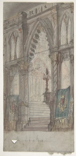 Design for a Stage Set at the Opéra, Paris: Church Interior