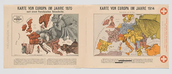 Karte von Europa im jahre 1870 / Karte von Europa im jahre 1914 — Walter Trier|Reklameverlag Ernst Marx|Paul Hadol