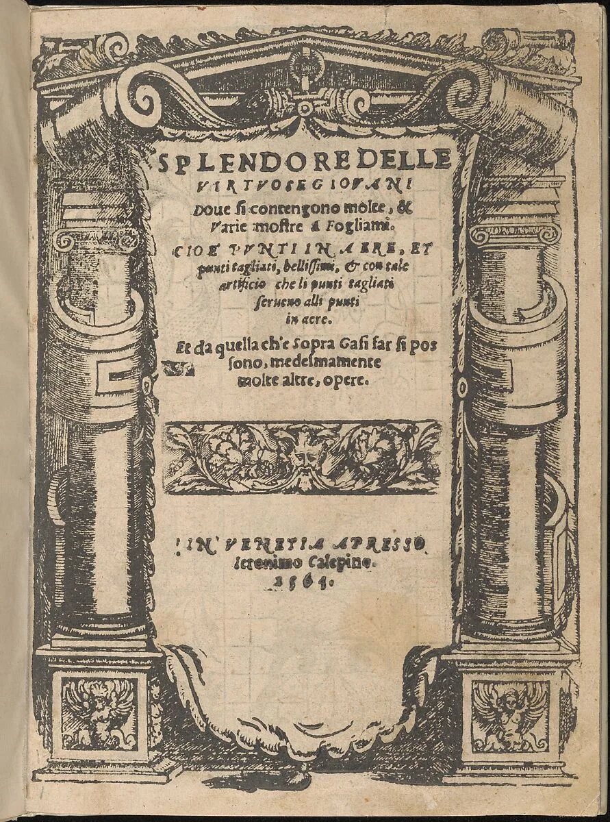 Splendore delle virtuose giovani, title page (recto) — Iseppo Foresto|Jeronimo Calepino