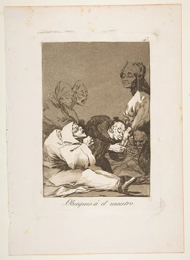 Plate 47 from "Los Caprichos": A gift for the master (Obsequio á el maestro)