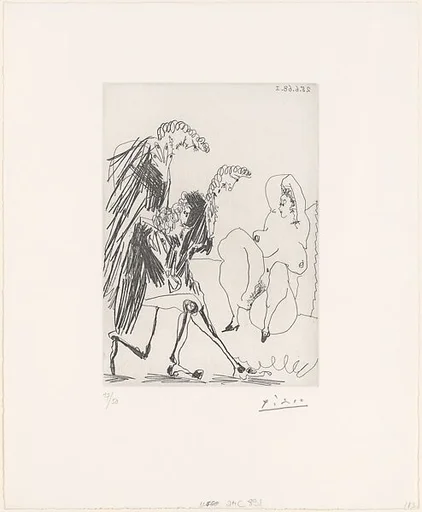 Fat Courtesan Greeted by Three Gentlemen, from 347 Suite