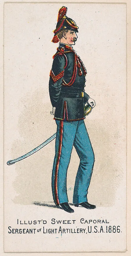 Sergeant, Light Artillery, United States Army, 1886, from the Military Series (N224) issued by Kinney Tobacco Company to promote Sweet Caporal Cigarettes — Kinney Brothers Tobacco Company