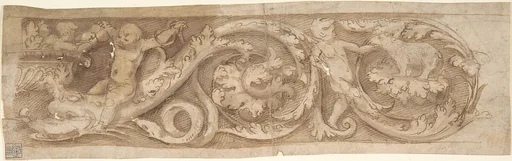 Frieze with Rinceaux and Putti