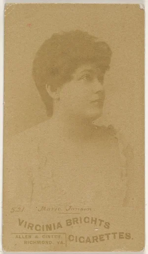 Card 521, Marie Jansen, from the Actors and Actresses series (N45, Type 6) for Virginia Brights Cigarettes