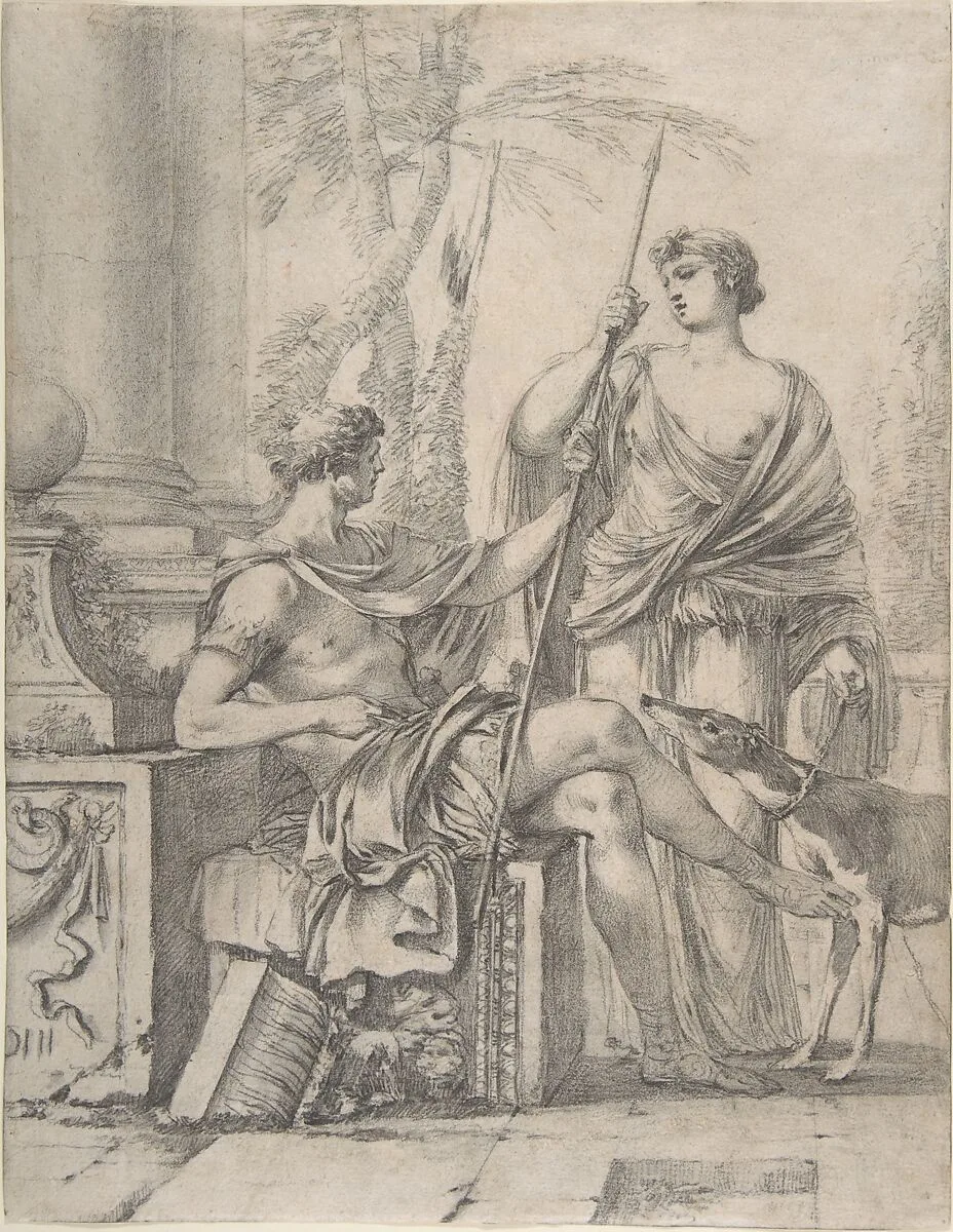 Cephalus Receiving the Spear and Hound from Procris — Laurent de La Hyre