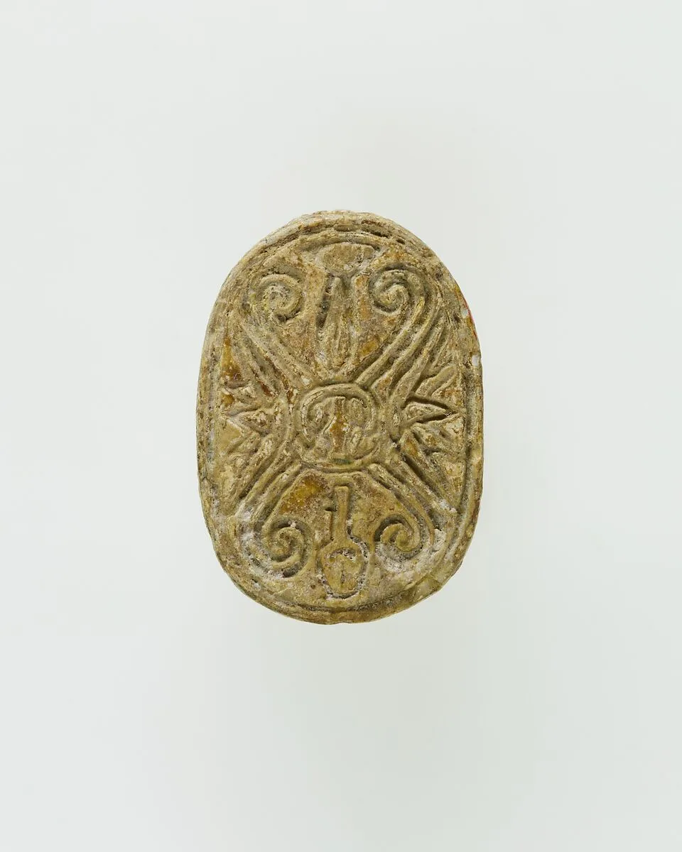 Scarab Incised with Hieroglyphs and a Cruciform Design — Unknown