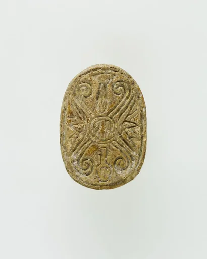 Scarab Incised with Hieroglyphs and a Cruciform Design