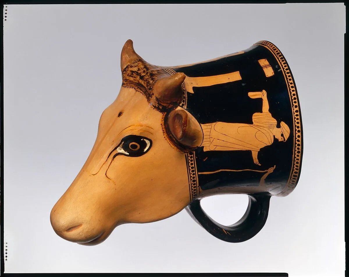 Terracotta rhyton (vase for libations or drinking) — Cow-Head Group