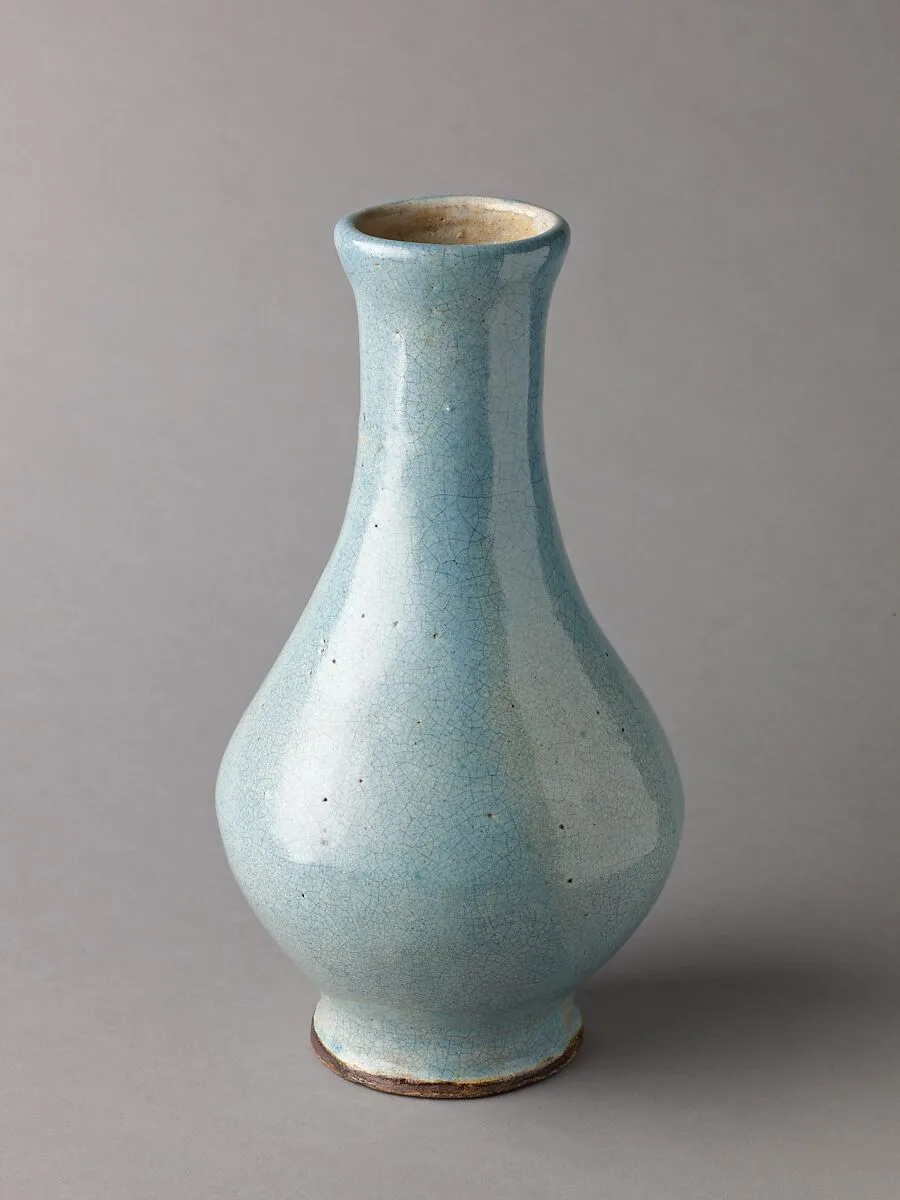 Pyriform vase, possibly an imitation of Song Guan ware — Chinese