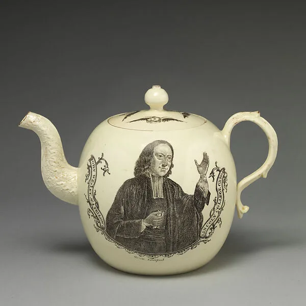 Teapot with depiction of John Wesley — Josiah Wedgwood and Sons|Guy Green