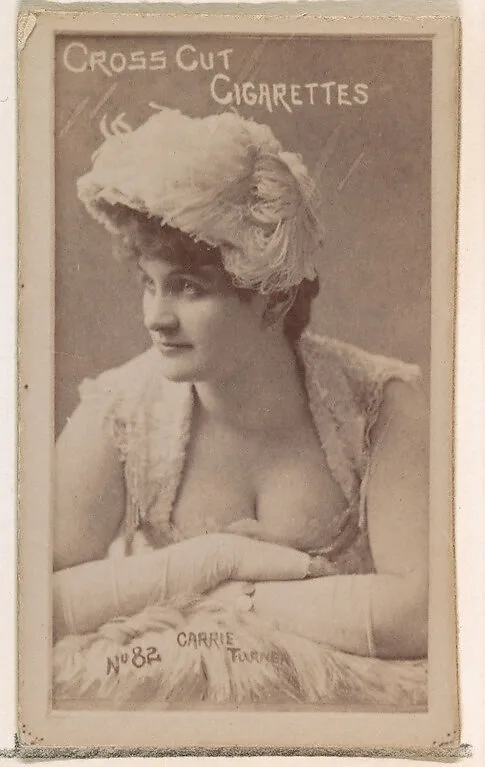 Card Number 82, Carrie Turner, from the Actors and Actresses series (N145-1) issued by Duke Sons & Co. to promote Cross Cut Cigarettes — W. Duke, Sons & Co.